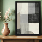 Cuadro Dormitorio Living Boho Arte Abstracto Calma Urbana Marco Negro