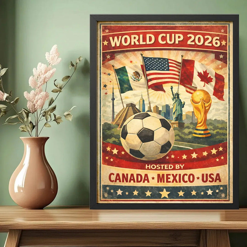 Cuadro Copa Del Mundo Futbol 26 Canada Mexico Estados Unidos Marco Negro