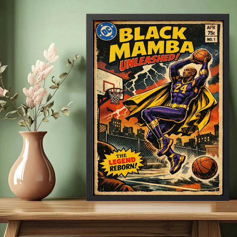 Cuadro Kobe Bryant Black Mamba Comics B2 Baloncesto Deportes Marco Negro