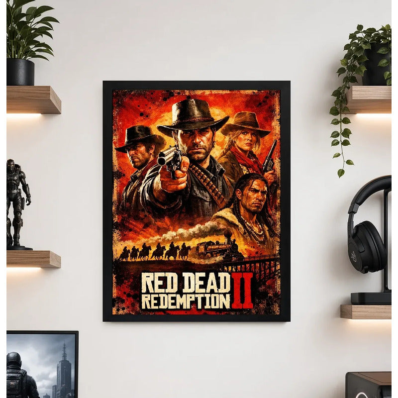 Cuadro Red Dead Redemption 2 Videojuego Ps Game Decoracion Marco Negro