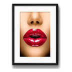 Cuadro Boca Roja Fashion Maquillaje Decoracion Con Paspartú Marco Negro