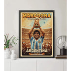 Cuadro Diego Maradona Copa Mexico 86 Retro Fútbol Deporte Marco Negro