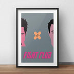 Cuadro Fight Club Minimalista Clube De La Pelea Con Paspartú Marco Negro