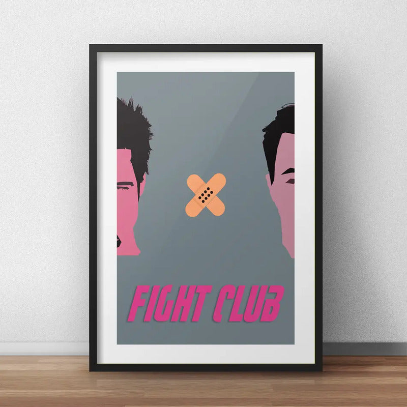 Cuadro Fight Club Minimalista Clube De La Pelea Con Paspartú Marco Negro