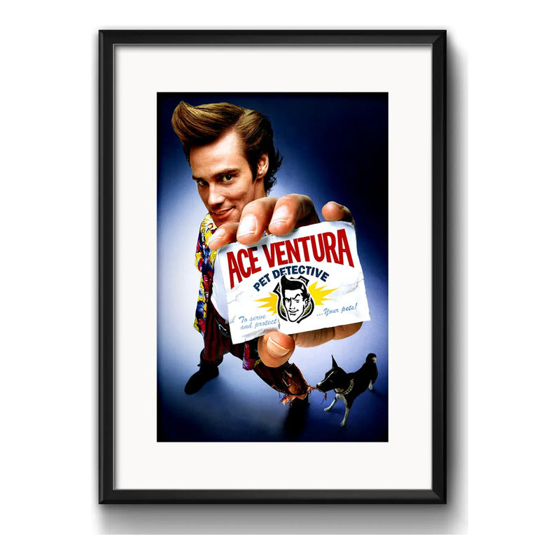 Cuadro Ace Ventura Pet Detective Pelicula Arte Con Paspartú Marco Negro