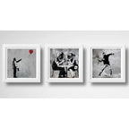 Set 3 Cuadro Banksy Arte Urbano Callejera Flores Revolucion