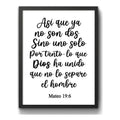 Cuadro Versiculo Biblia Mateo 19:6 Matrimonio Unidad Dios Marco Negro