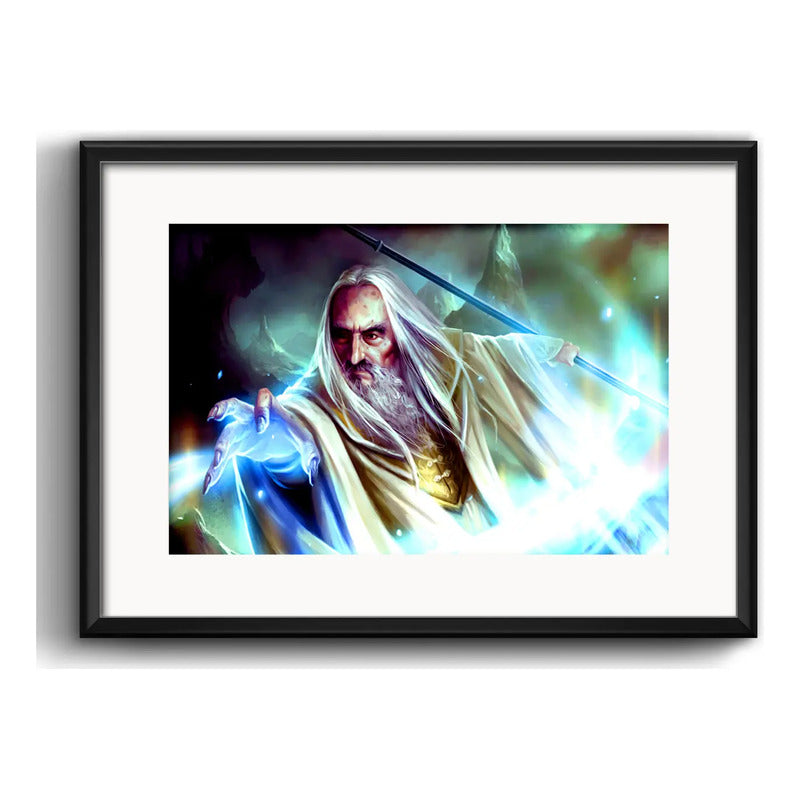 Cuadro Saruman El Señor De Los Anillos Pelicula Con Paspartú Marco Negro