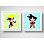 Set 2 Cuadros Naruto Goku Dragon Ball Anime Kids Decoracion
