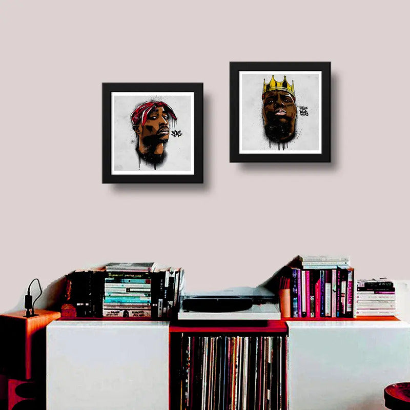 Set 2 Cuadros Tupac Notorious Big Rap Musica Decoracion