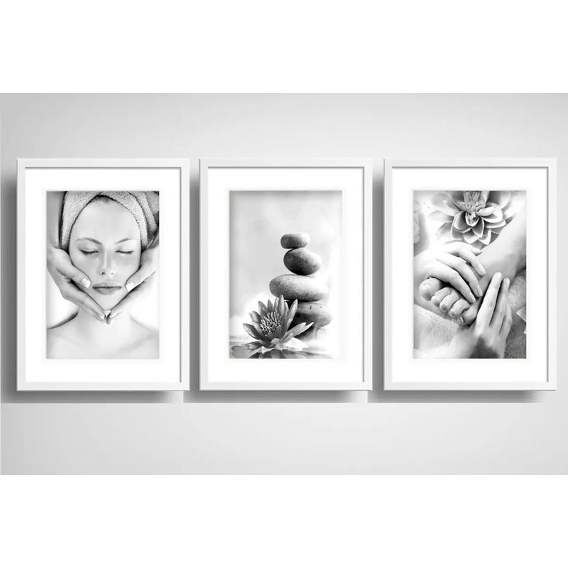Set 3 Cuadros Spa Masaje Clinica Estética Decor Con Paspartú