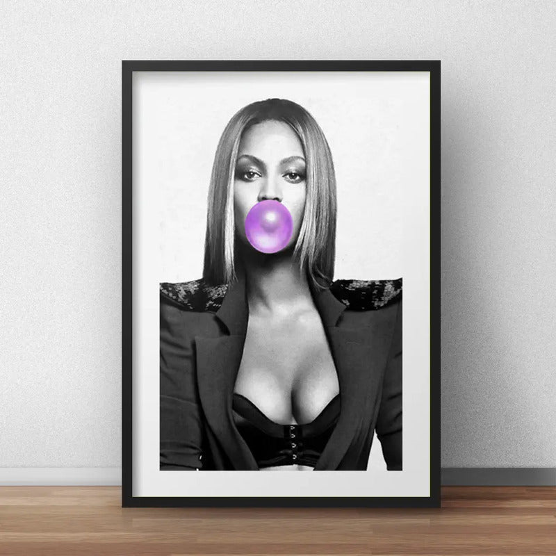 Cuadro Beyonce Chicle Pop Art Fashion Decoracion Paspartú