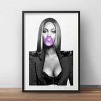 Cuadro Beyonce Chicle Pop Art Fashion Decoracion Paspartú