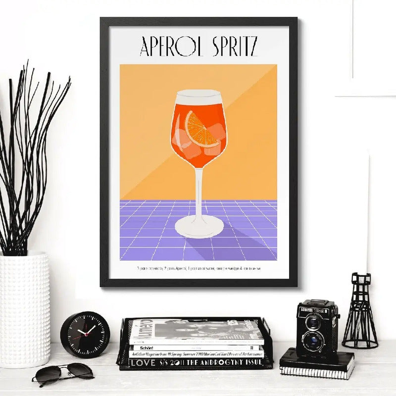 Cuadro Aperol Arte Cocktail Drink Bar Pub Cocina Decoracion Aperol Spritz 1 Marco Negro