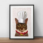 Cuadro Gato Chef Cocina Gourmet Decoracion Con Paspartú Marco Negro