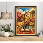 Cuadro Colonia Del Sacramento Puerta Ciudadela Retro Uruguay Marco Negro