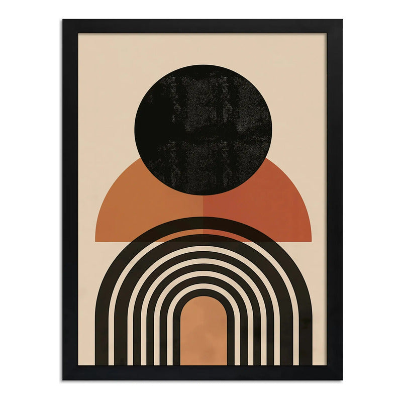 Cuadro Dormitorio Living Boho Abstracto Geometrico Arte Marco Negro