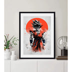 Cuadro Goku Dragon Ball Sol Japón Anime Arte Decoracion Marco Negro