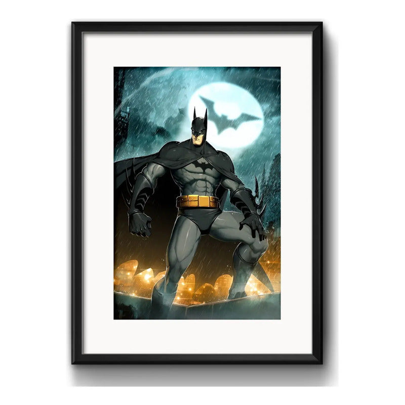 Cuadro Batman Comics Arte Heroes Decoracion Con Paspartú Marco Negro