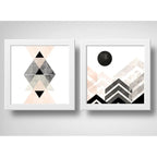 Set 2 Cuadros Geometrico Escandinavo Abstracto Decoracion B3