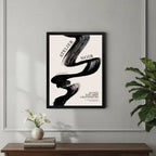 Cuadro Living Dormitorio Abstracto Black Minimalista Museo Marco Negro