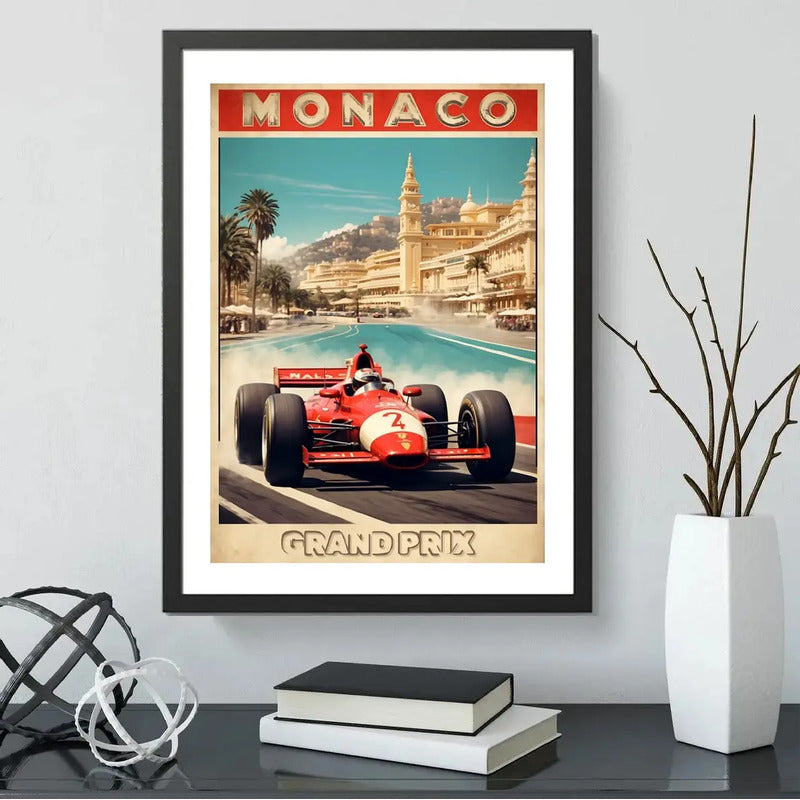 Cuadro Monaco Pista De Carrera Autodromo Formula 1 Vintage Monaco Gran Premio Histórico 1997 Con Marco Negro