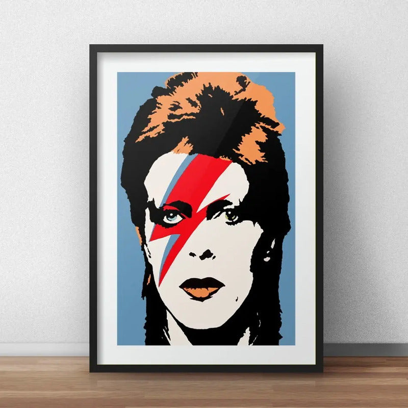 Cuadro David Bowie Ziggy Stardust B1 Decoracion Con Paspartú Marco Negro