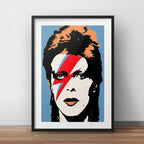 Cuadro David Bowie Ziggy Stardust B1 Decoracion Con Paspartú Marco Negro