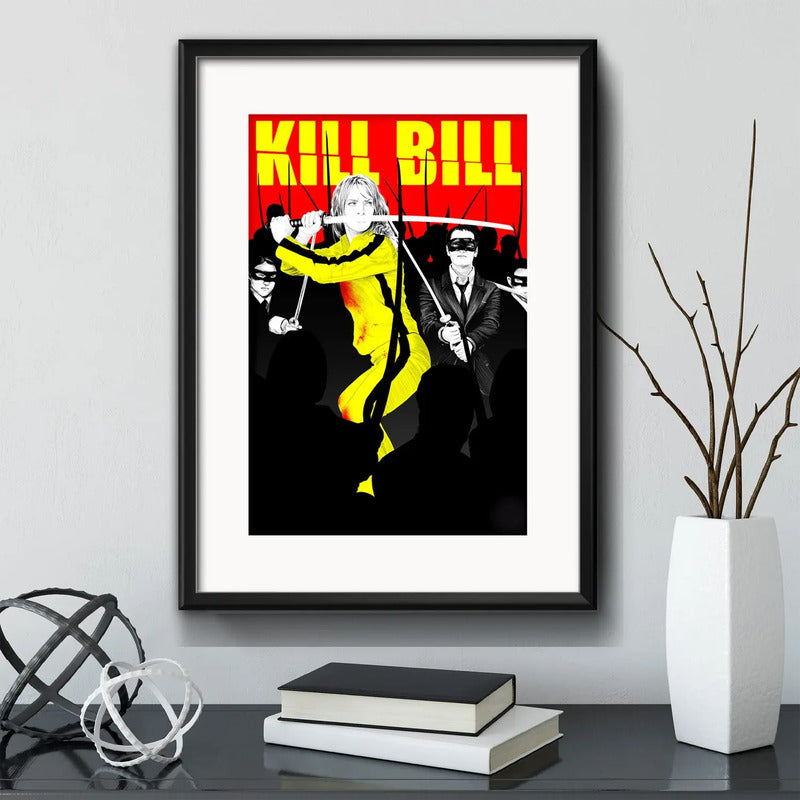Cuadro Kill Bill Pelicula Cinema Decoracion Con Paspartú Modelo 1 Con Marco Negro