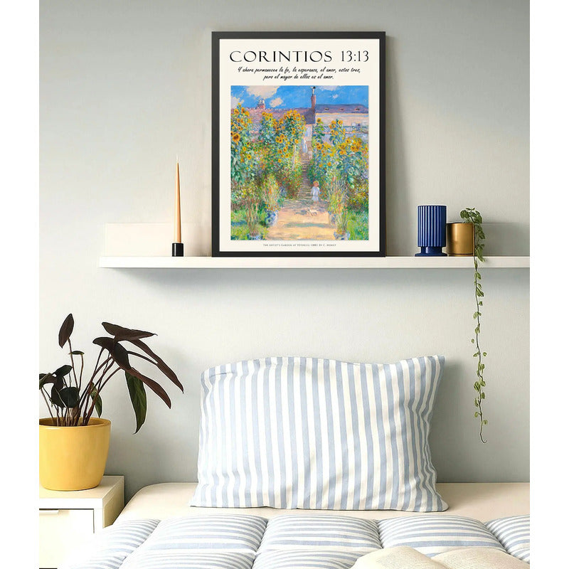 Cuadro Dormitorio Living Versiculo Biblia Corintios 13 Monet Marco Negro