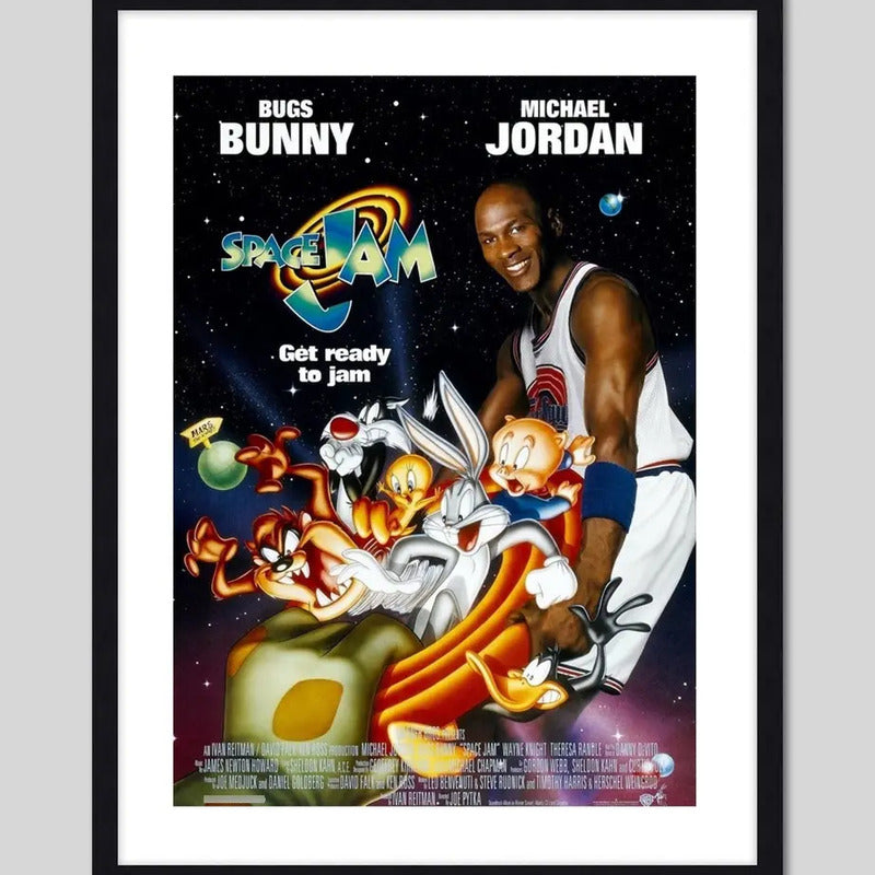 Cuadro Michael Jordan Space Jam Basket Looney Tunes Pelicula Marco Negro