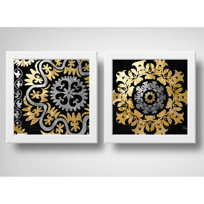 Set 2 Cuadros Mandalas Oro Dorada Decoracion Zen Hogar