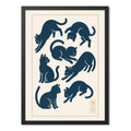 Cuadro Gato Arte Japonés Gatos Jugando Neko Cat Decoracion Marco Negro