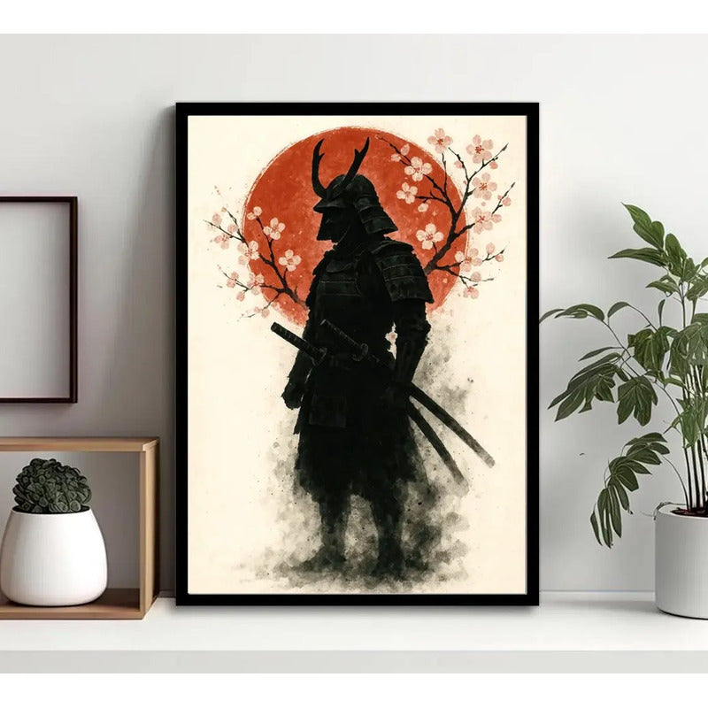 Cuadro Samurai Kabuto Arte Japonés Oriental Anime Decoracion Marco Negro