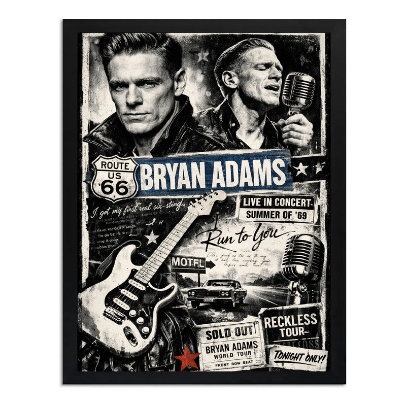 Cuadro Bryan Adams Summer Of 69 Tour Musicas Arte Rock Marco Negro