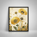 Cuadro Living Dormitorio Flores Dorado Beige Gustav Klimt Marco Negro