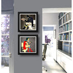 Set 2 Cuadros Batman Mujer Maravilla Baño Heroes 33x33cm Marco Negro