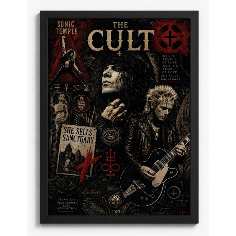 Cuadro The Cult Rock Gótico Album Sonic Temple Arte Vintage Marco Negro
