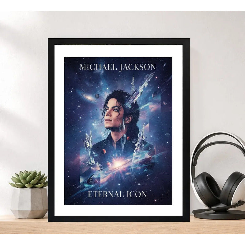 Cuadro Michael Jackson Eternal Icon Musica Pop Rock Arte Marco Negro