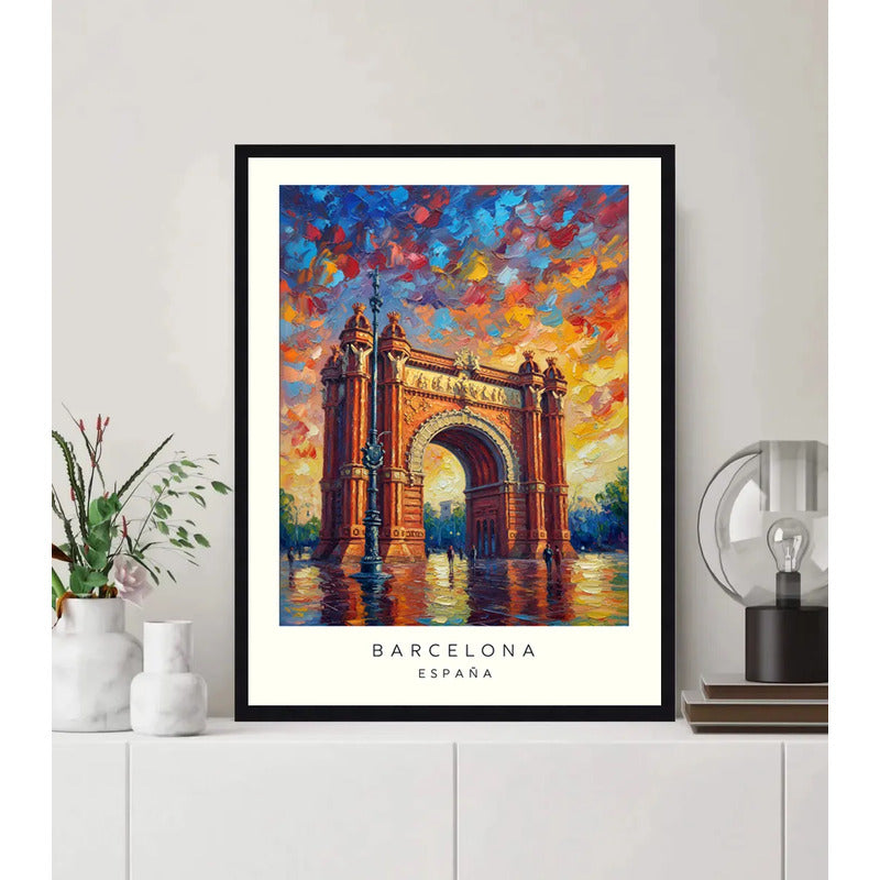 Cuadro Barcelona Espana Arco Del Triufo Paisajes Ciudad Marco Negro