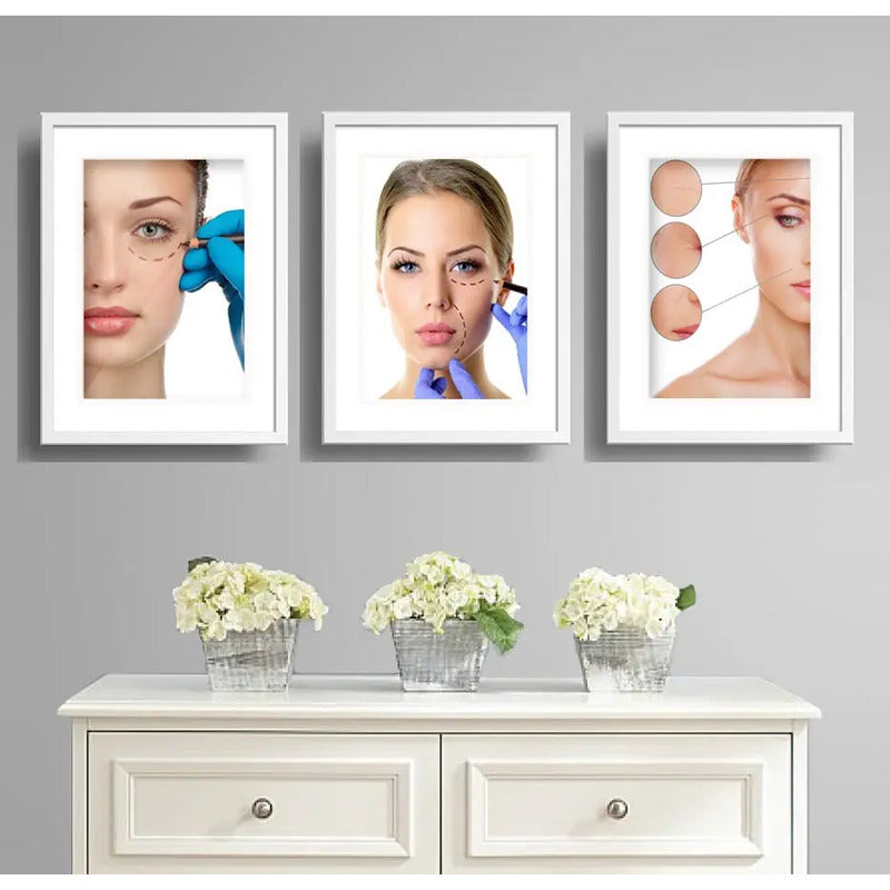 Set 3 Cuadros Estetica Plastica Clinica Decoración Paspartu
