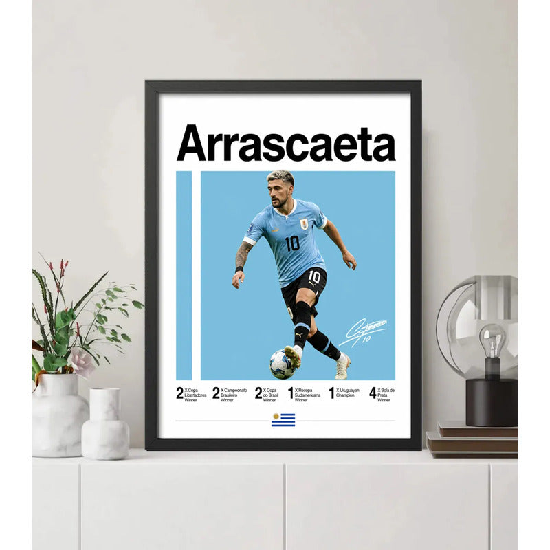 Cuadro Arrascaeta Jugador Fútbol Logros Signature Deportes Marco Negro