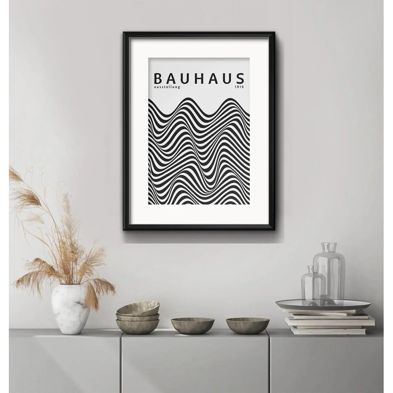 Cuadro Bauhaus Exposicion 1919 Arte Br1 53x43cm Con Paspartú Marco Negro
