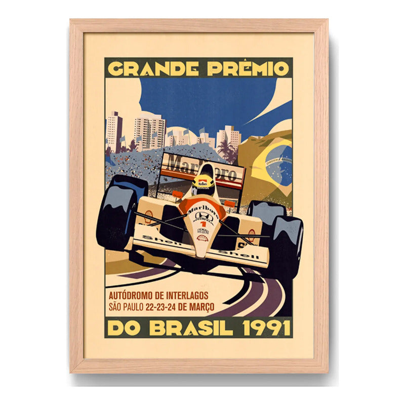 Cuadro Interlagos Brasil Ayrton Senna Formula 1 Marco Oak Marco Marrón Claro