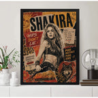 Cuadro Shakira Ritmo Vibrante Musica Pop Loba Arte Vintage Marco Negro