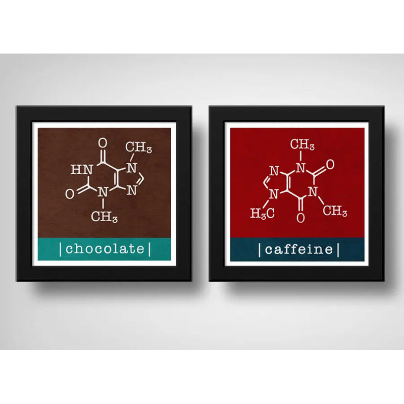 Set 2 Cuadros Formula Quimica Café Chocolate Cocina Arte
