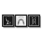 Set 3 Cuadros Dentista Odontología Arte Patente - 33x33cm Marco Negro