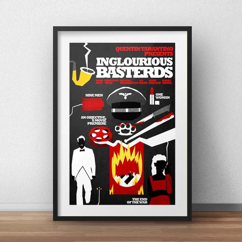 Cuadro Bastardos Sin Gloria Minimalista Tarantino Paspartú Marco Negro