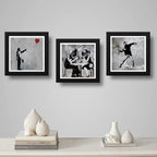 Set 3 Cuadro Banksy Arte Urbano Callejera Flores Revolucion