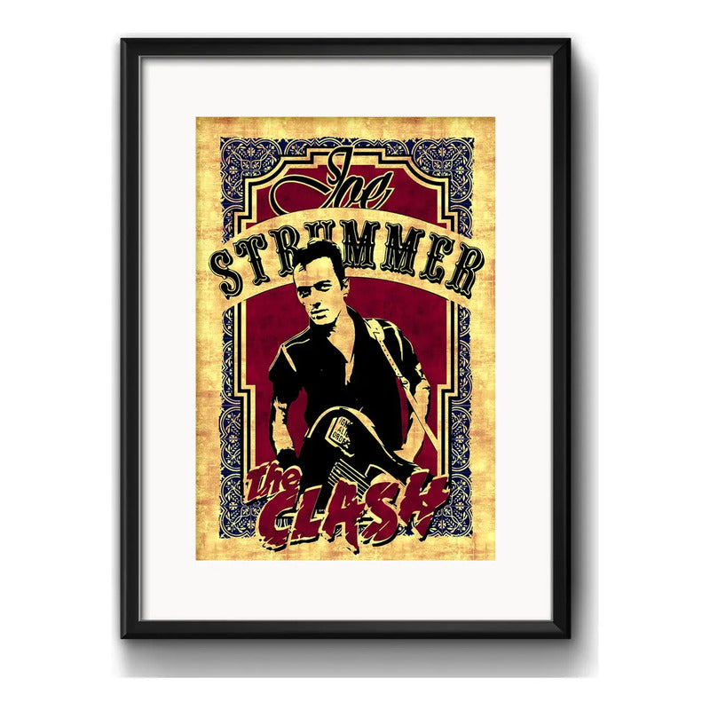 Cuadro Joe Strummer The Clash Punk Rock Brs2 Con Paspartú Marco Negro